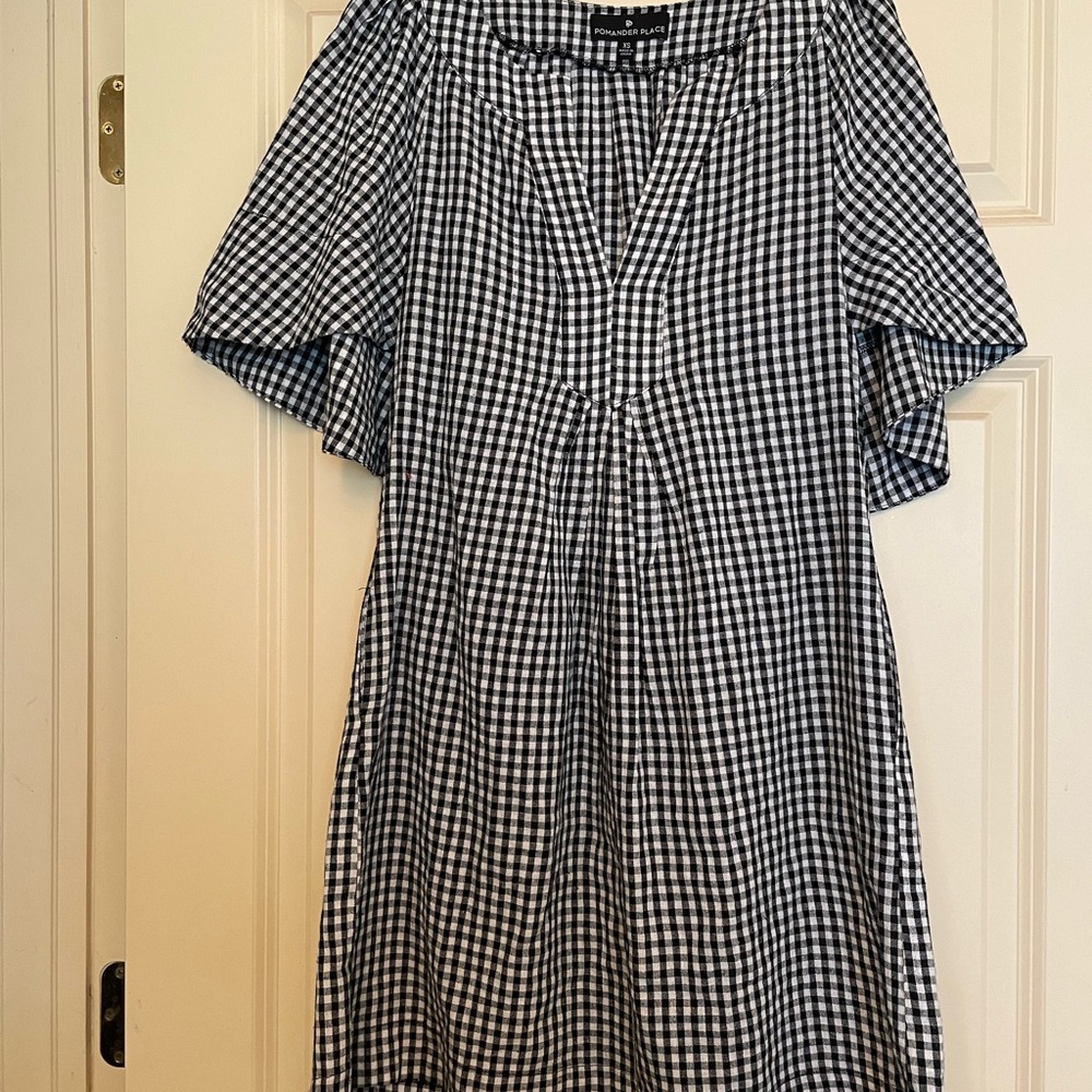 Pomander Place Black and White Ruffled Tiered Sundress